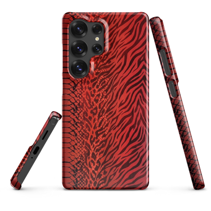 Red Zebra Snake & Leopard Print Snap Case for Samsung