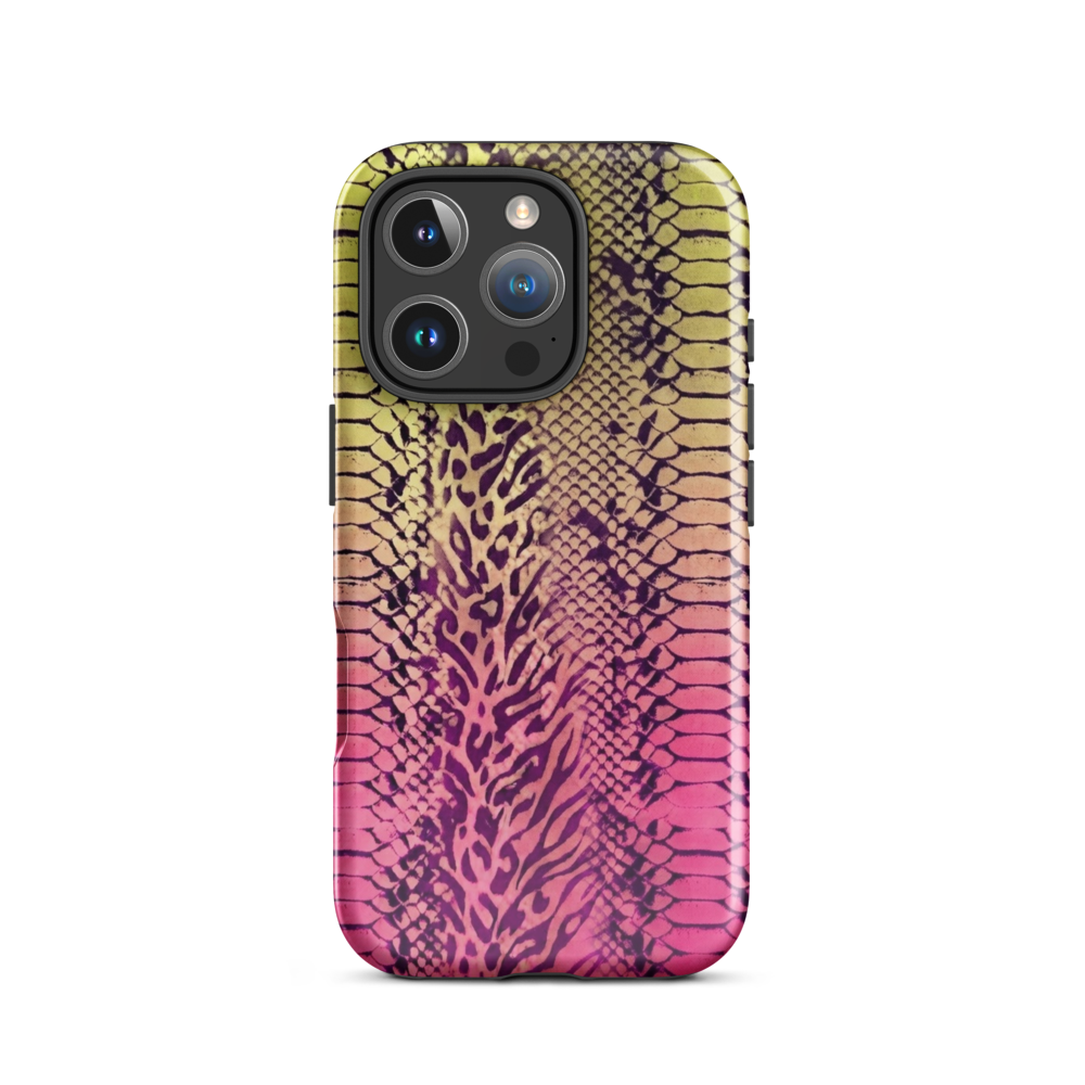 Yellow & Pink Snake Skin & Leopard Print Tough Case for iPhone®