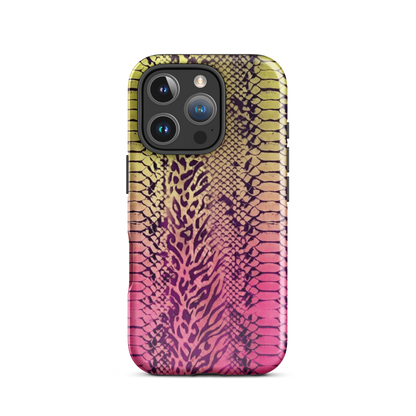 Yellow & Pink Snake Skin & Leopard Print Tough Case for iPhone®