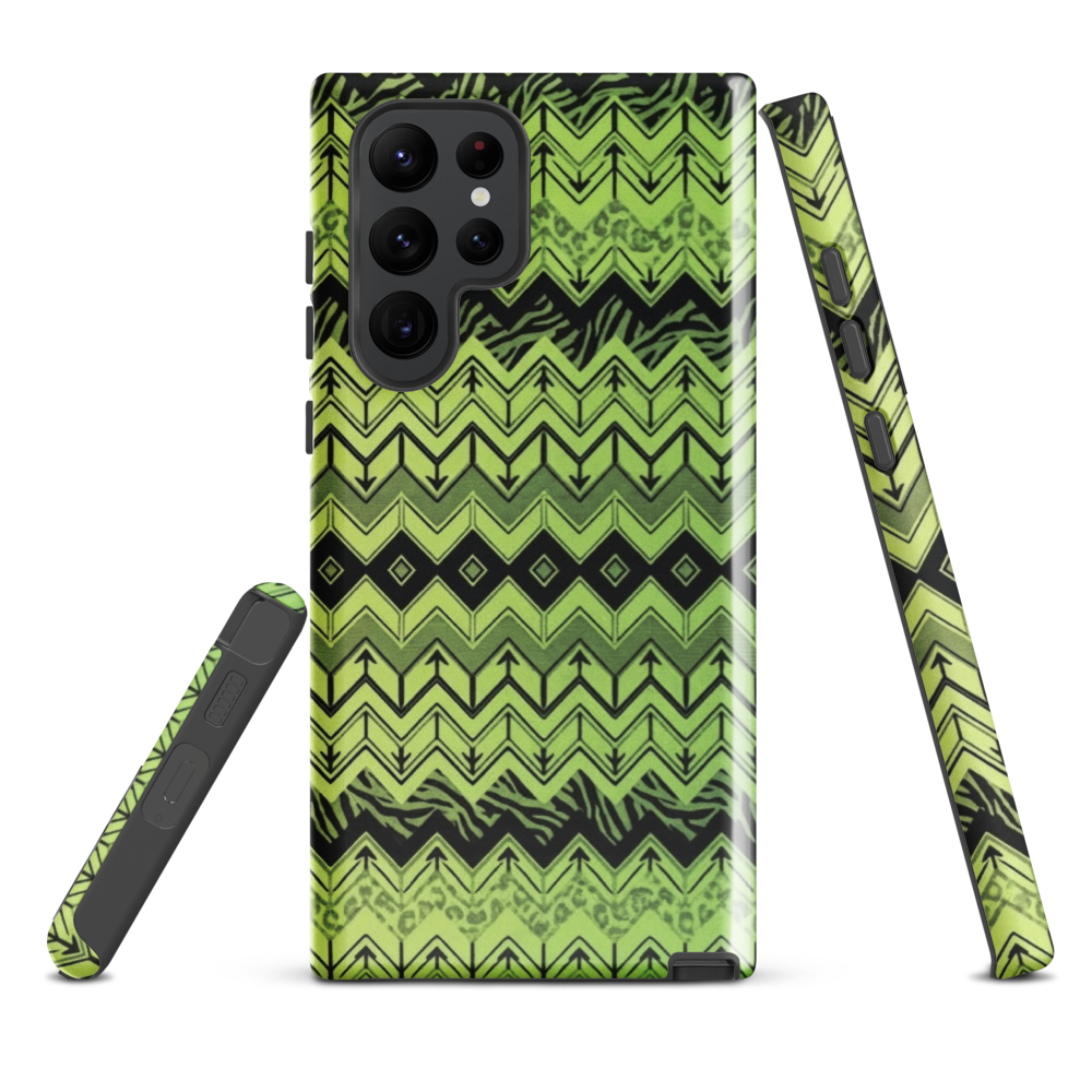 Lime Green Zebra & Leopard Print Chevron Tough Case for Samsung
