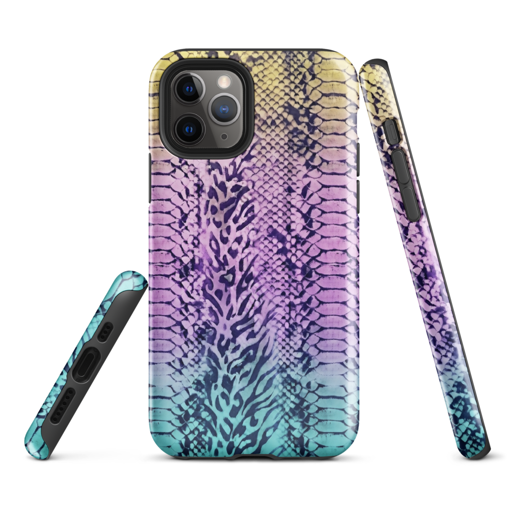 Faded Rainbow Snake Skin Zebra & Leopard Print Tough Case for iPhone®