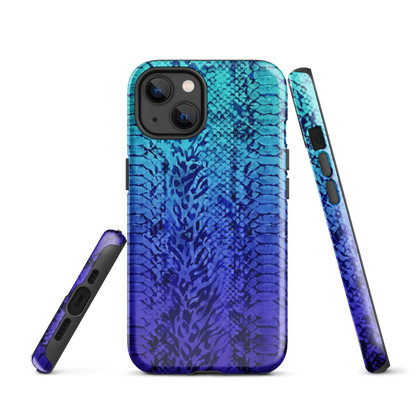 Vibrant Blue Snake & Leopard Print Tough Case for iPhone®