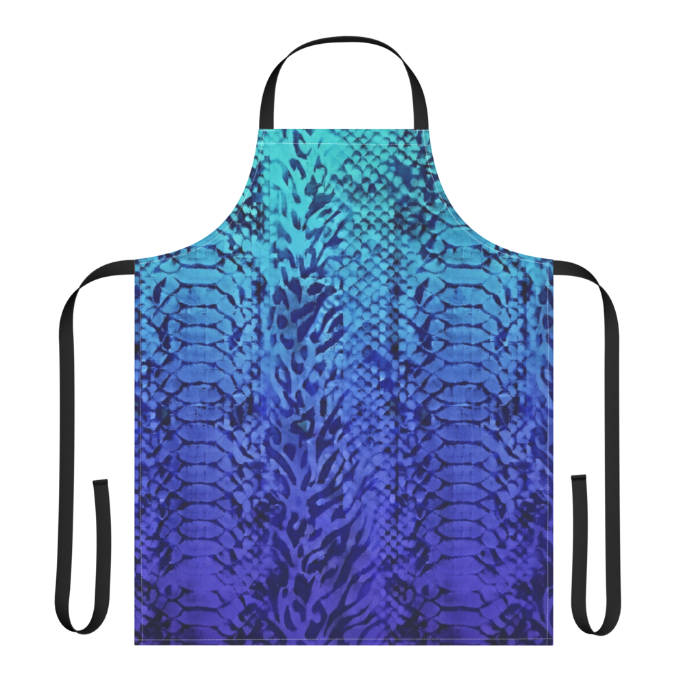 Blue Snake Skin & Leopard Print Strap Apron