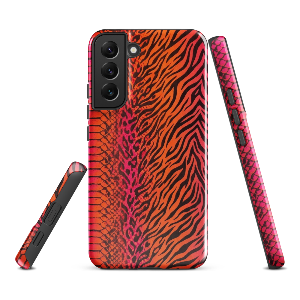 Sunset Orange & Pink Snake Skin Leopard & Zebra Print Tough Case for Samsung