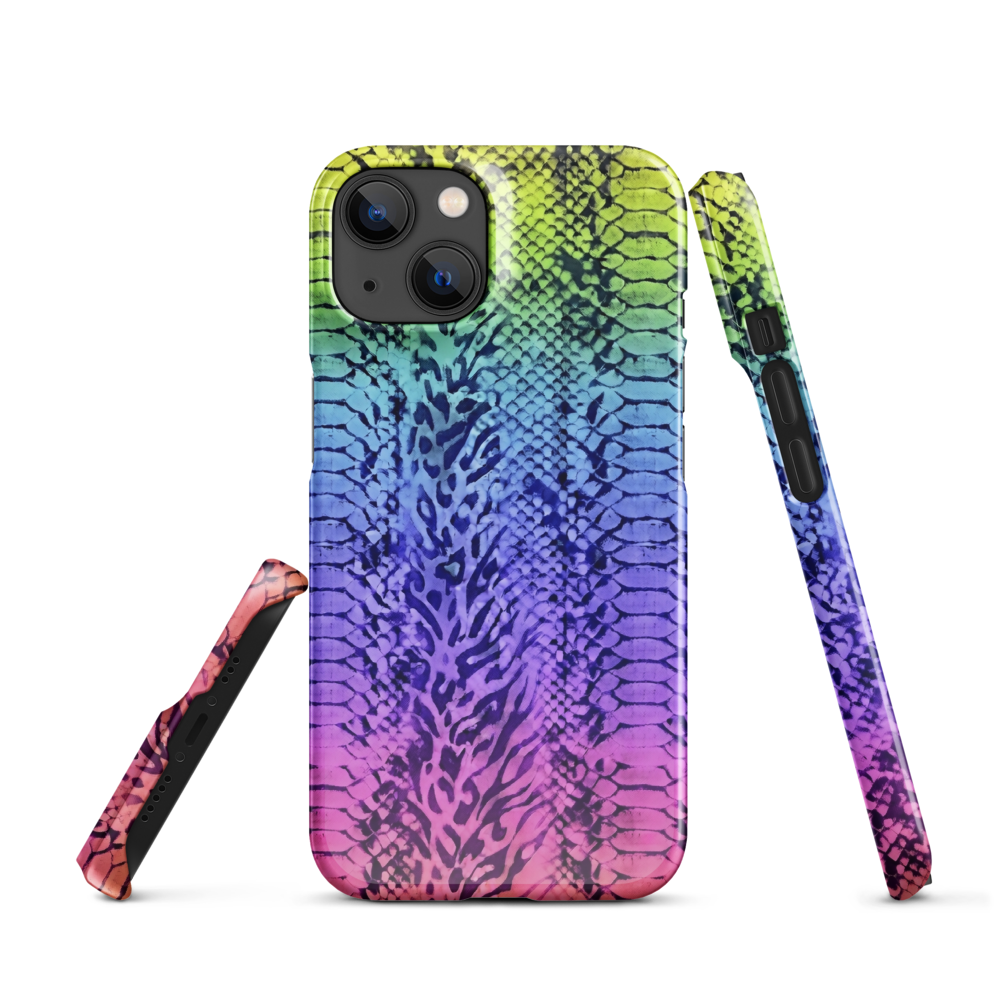 Neon Rainbow Snake Skin & Leopard Print Snap Case for iPhone