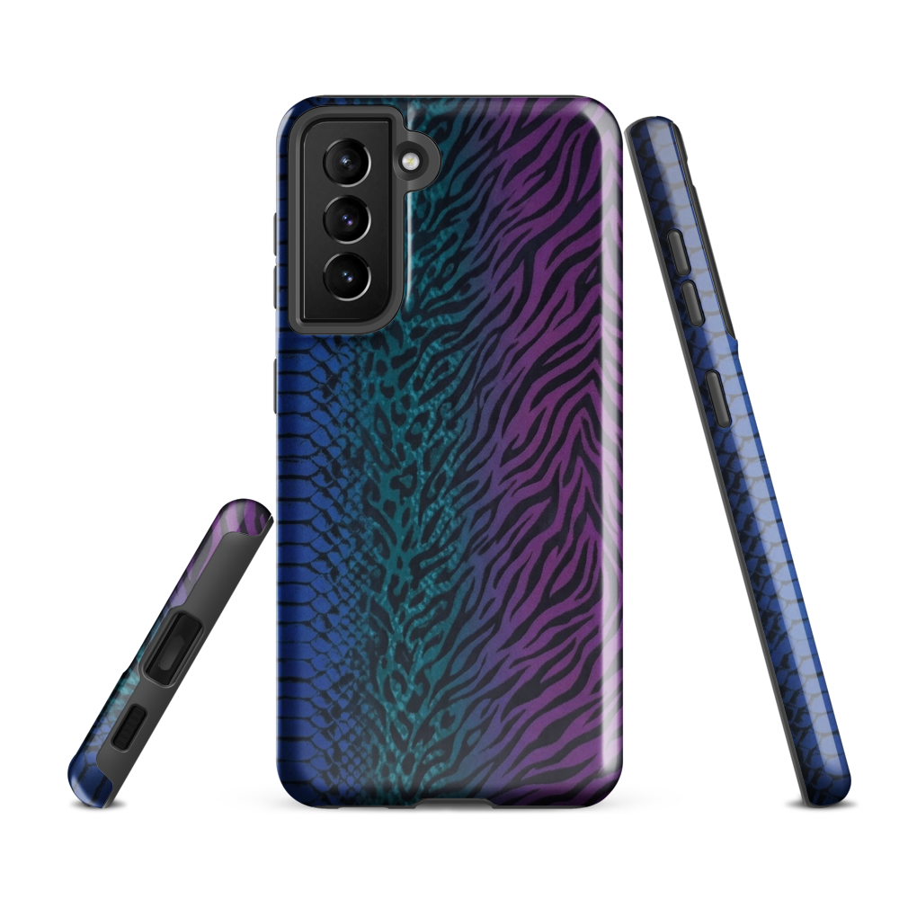 Blue to Purple Dark Snake Zebra & Leopard Print Tough Case for Samsung