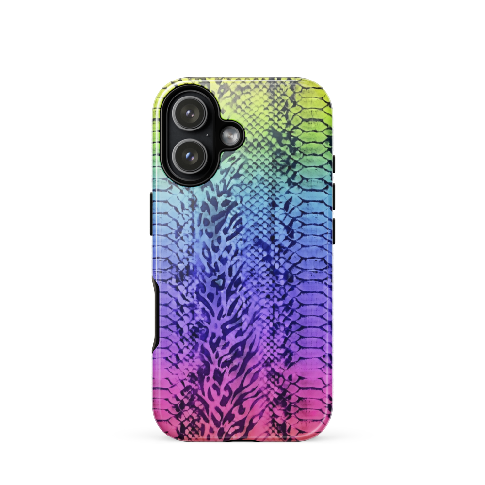 Neon Rainbow Snake Skin & Leopard Print Tough Case for iPhone®