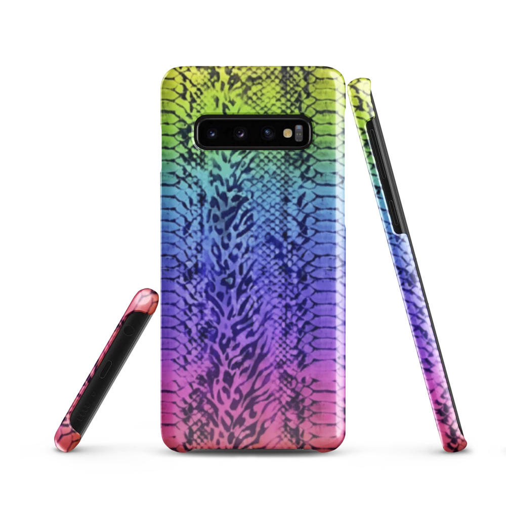 Vibrant Rainbow Snake Skin & Leopard Print Snap Case for Samsung
