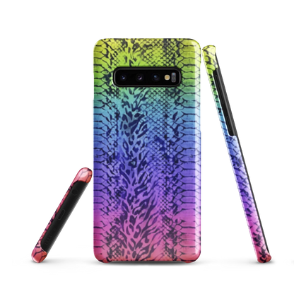 Vibrant Rainbow Snake Skin & Leopard Print Snap Case for Samsung