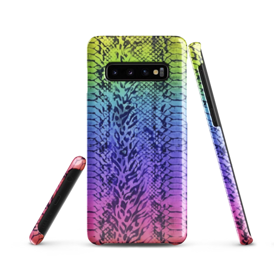 Vibrant Rainbow Snake Skin & Leopard Print Snap Case for Samsung