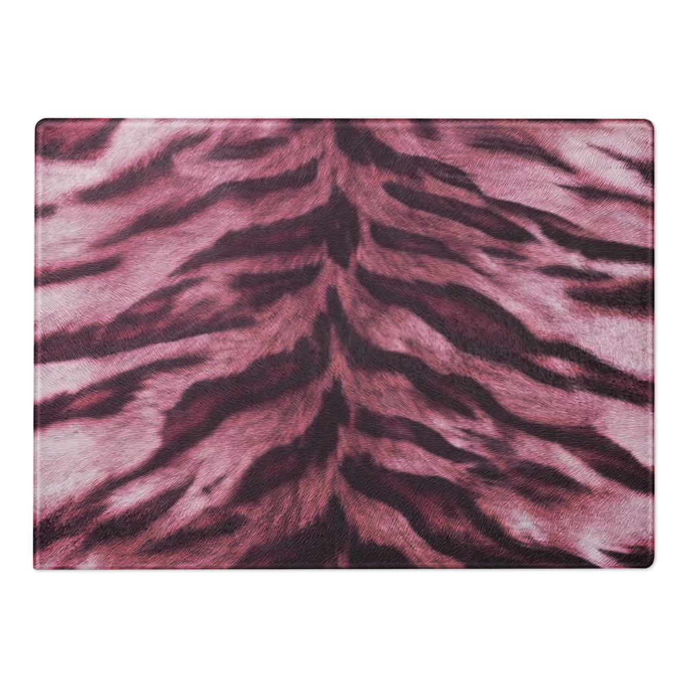 Pink Tiger Print Glass Cutting Board