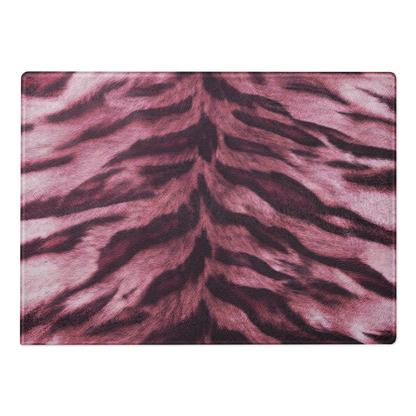 Pink Tiger Print Glass Cutting Board