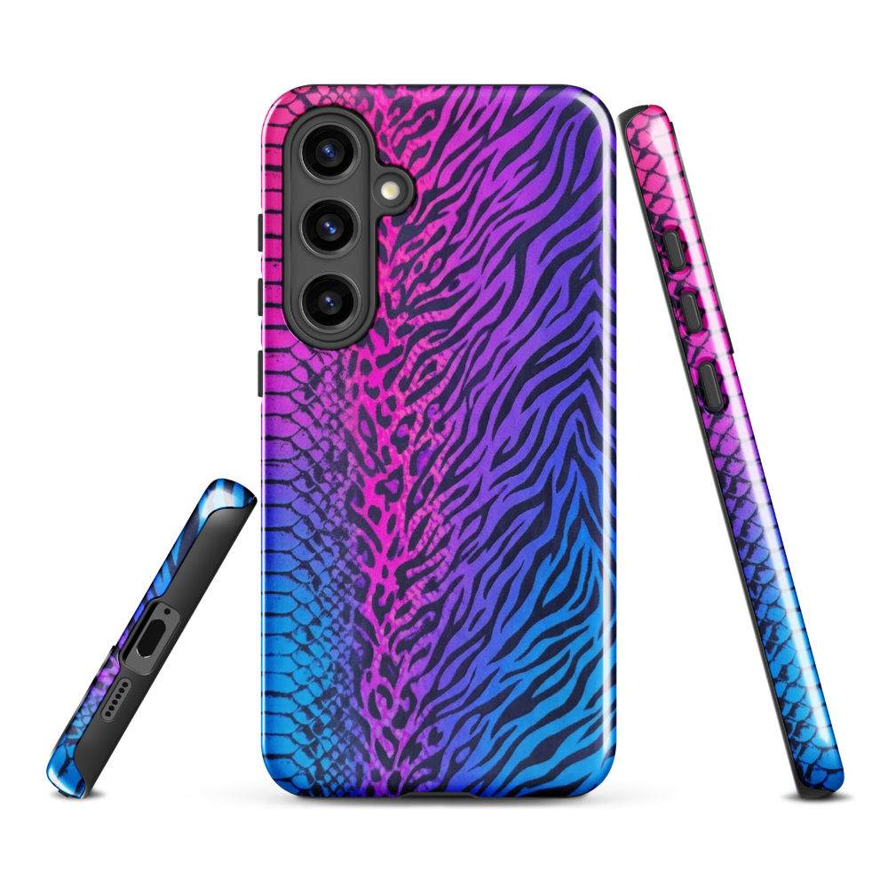 Hot Pink & Blue Snake Skin Zebra & Leopard Print Tough Case for Samsung