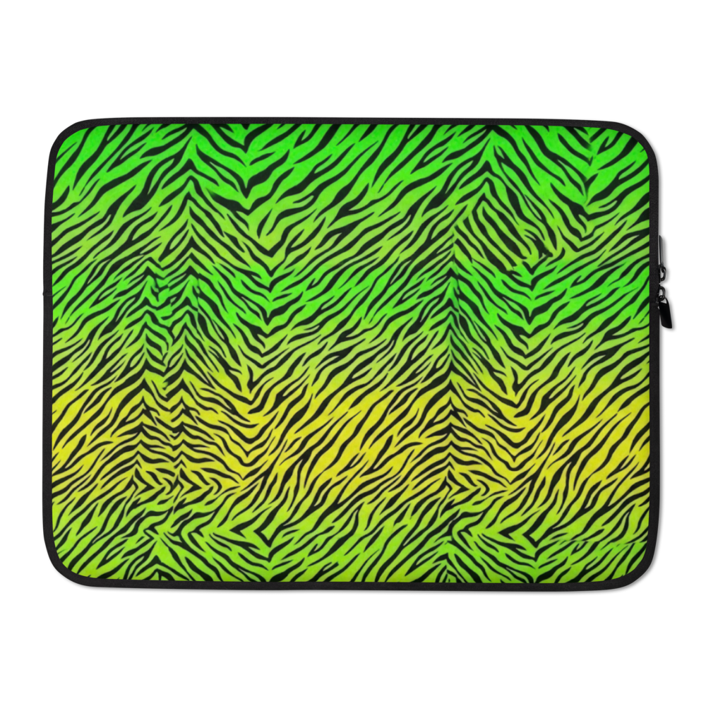 Green & Yellow Zebra Print Laptop Sleeve