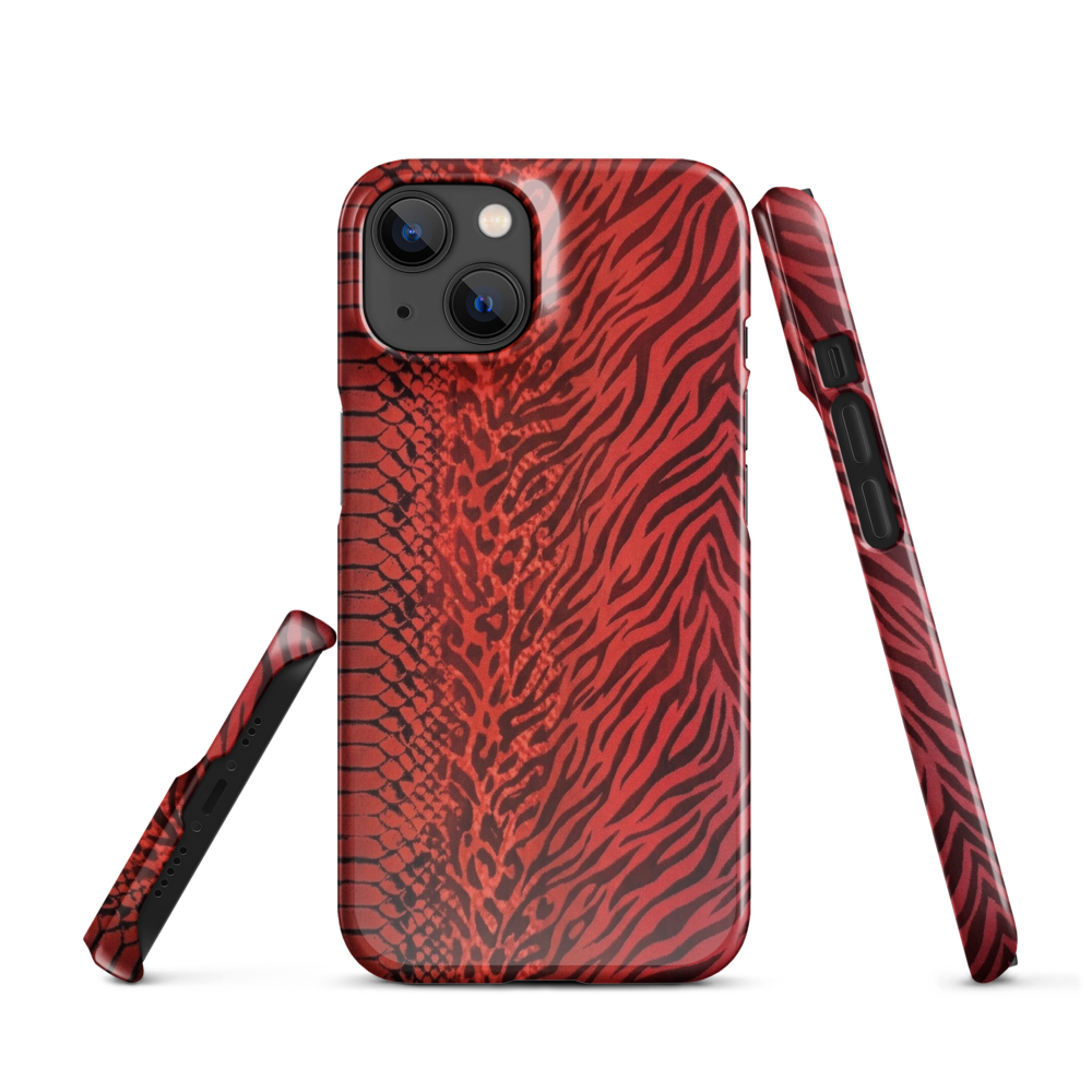 Red Zebra Snake & Leopard Print Snap Case for iPhone