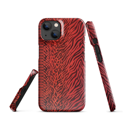 Red Zebra Snake & Leopard Print Snap Case for iPhone