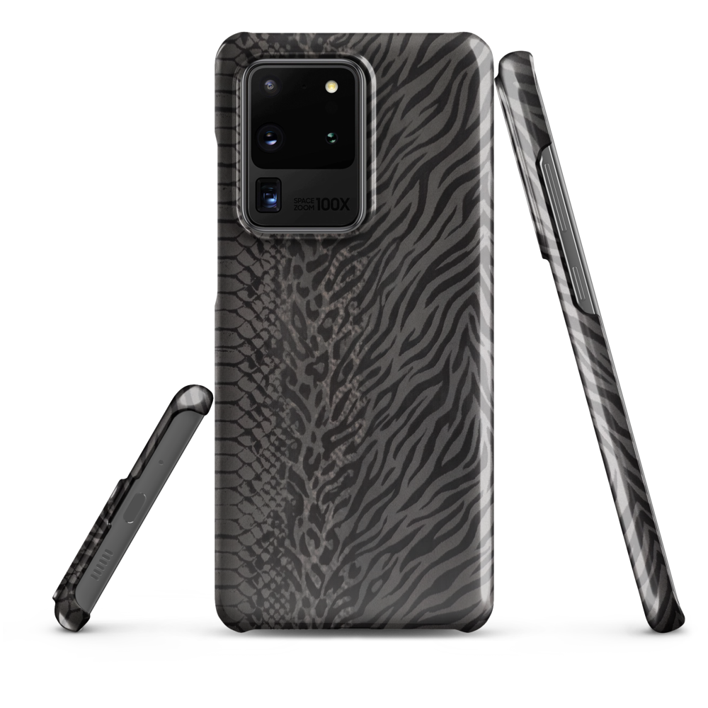 Dark Gray Snake Skin & Leopard Print Snap Case for Samsung