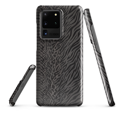 Dark Gray Snake Skin & Leopard Print Snap Case for Samsung