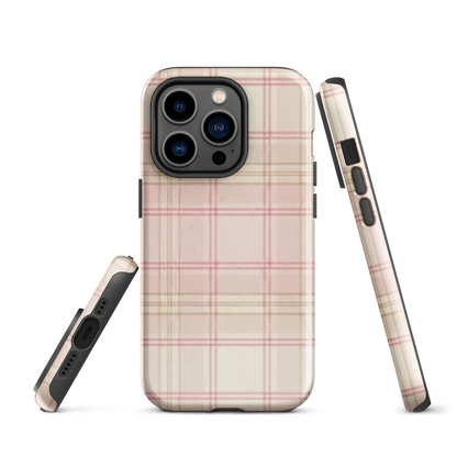 Pink & Cream Plaid Coquette Print Tough Case for iPhone®