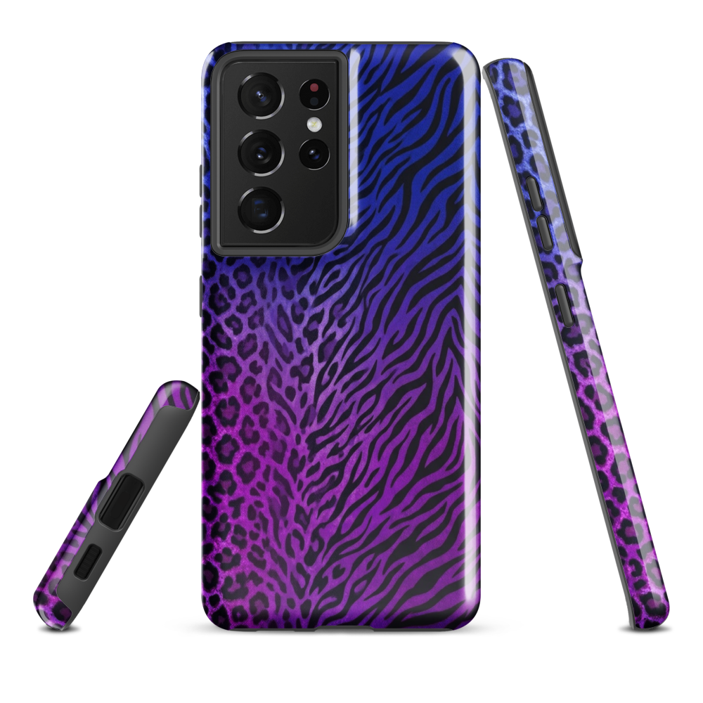 Blue to Purple Zebra & Leopard Print Tough Case for Samsung