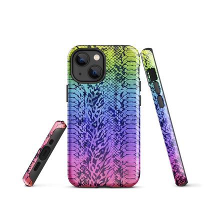 Neon Rainbow Snake Skin & Leopard Print Tough Case for iPhone®