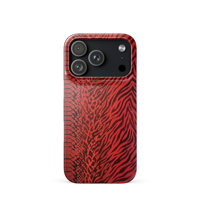 Red Zebra Snake & Leopard Print Snap Case for iPhone