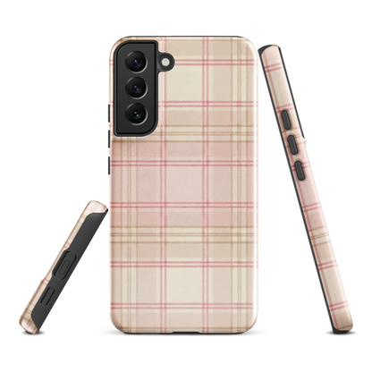 Pink & Cream Plaid Coquette Print Tough Case for Samsung