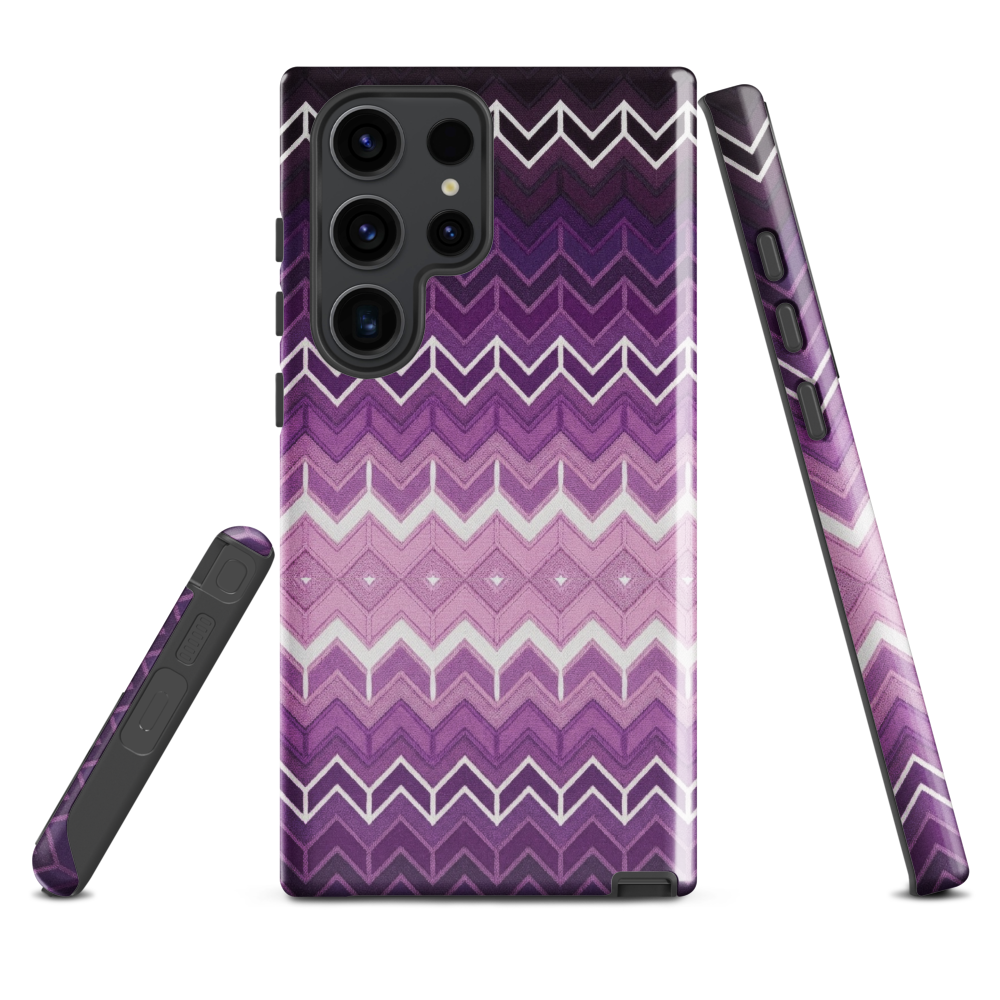 Purple Classic Chevron White Pattern Tough Case for Samsung