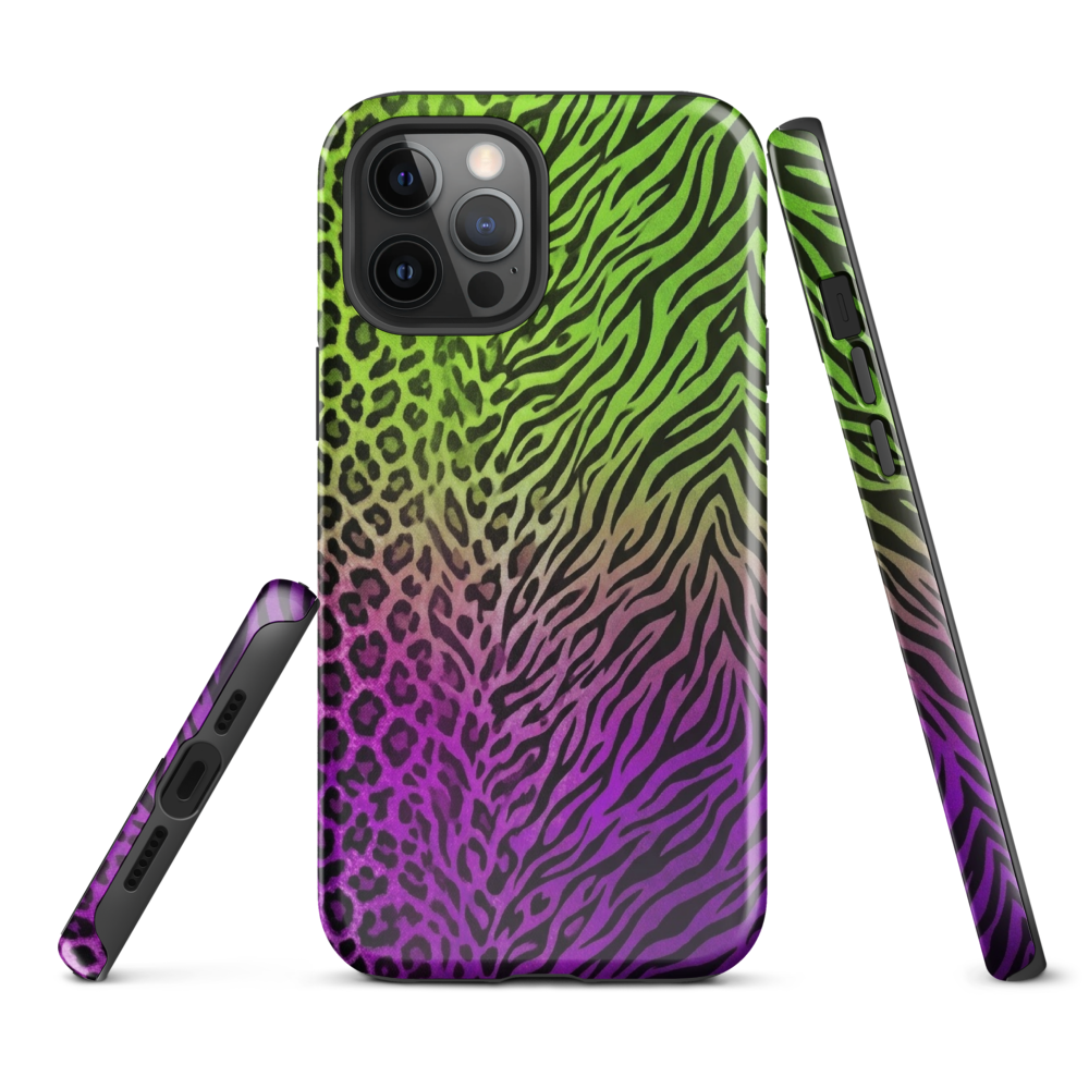 Neon Green & Purple Zebra & Leopard Print Tough Case for iPhone®
