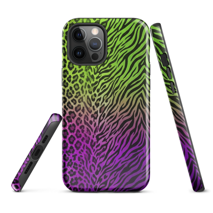 Neon Green & Purple Zebra & Leopard Print Tough Case for iPhone®