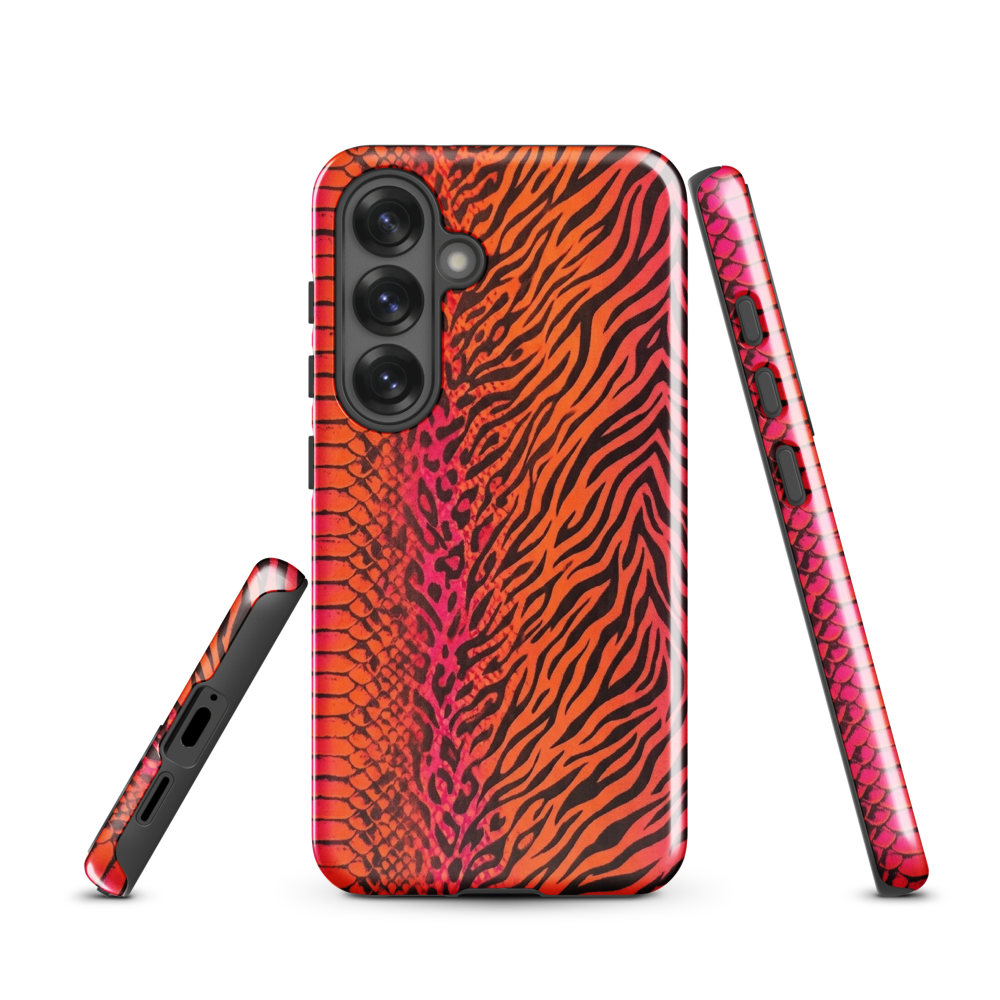 Sunset Orange & Pink Snake Skin Leopard & Zebra Print Tough Case for Samsung