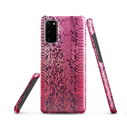 Neon Pink Snake Skin & Leopard Print Snap Case for Samsung