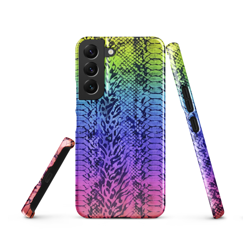 Vibrant Rainbow Snake Skin & Leopard Print Snap Case for Samsung
