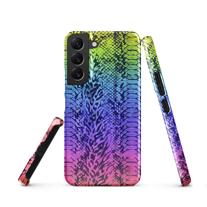 Vibrant Rainbow Snake Skin & Leopard Print Snap Case for Samsung