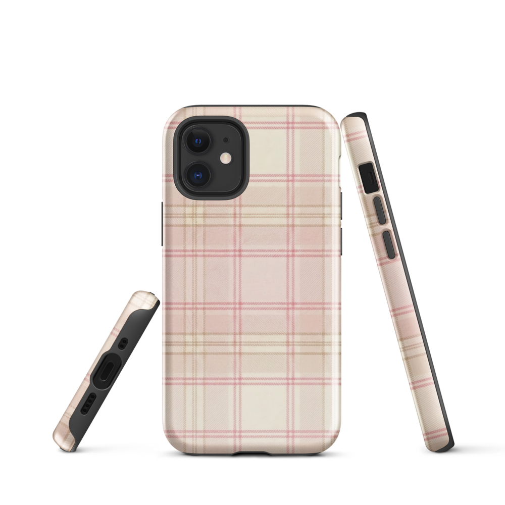 Pink & Cream Plaid Coquette Print Tough Case for iPhone®
