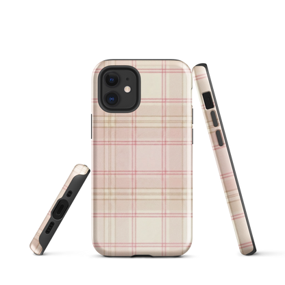 Pink & Cream Plaid Coquette Print Tough Case for iPhone®