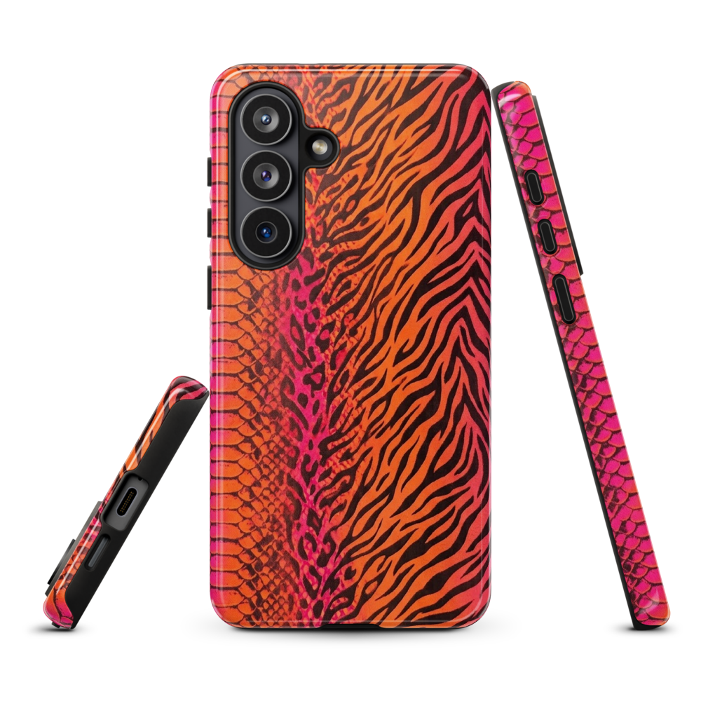 Sunset Orange & Pink Snake Skin Leopard & Zebra Print Tough Case for Samsung