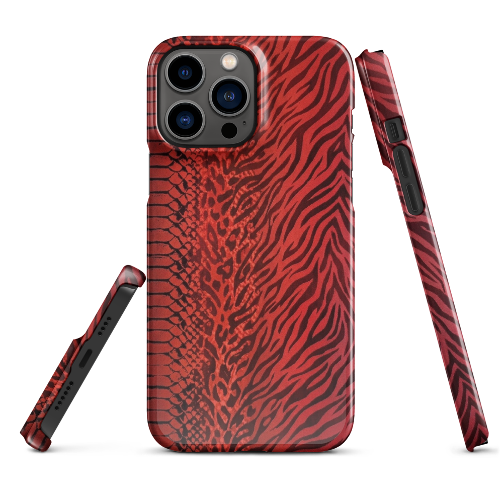 Red Zebra Snake & Leopard Print Snap Case for iPhone