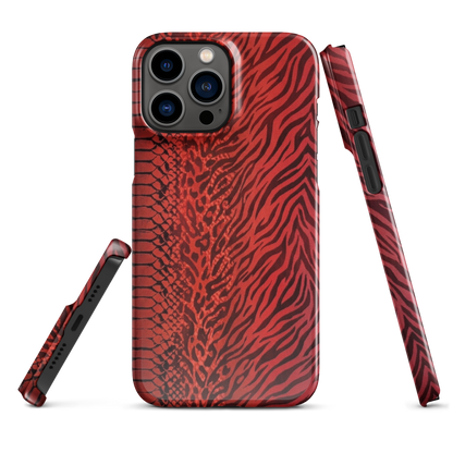 Red Zebra Snake & Leopard Print Snap Case for iPhone