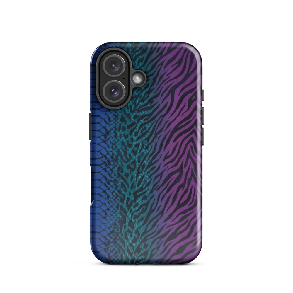 Blue to Purple Dark Snake Zebra & Leopard Print Tough Case for iPhone®
