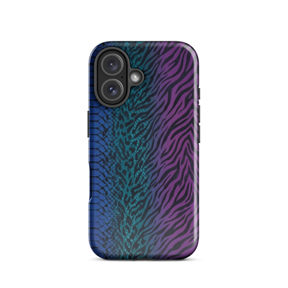 Blue to Purple Dark Snake Zebra & Leopard Print Tough Case for iPhone®