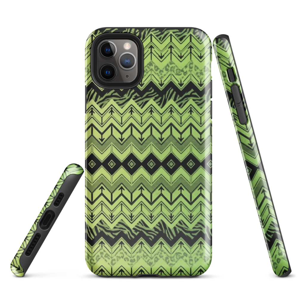 Lime Green Chevron Zebra & Leopard Print Tough Case for iPhone®