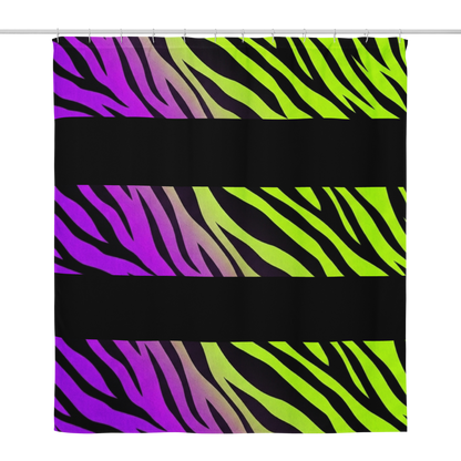 Zebra Print Neon Purple and Green y2k inspired Shower Curtain