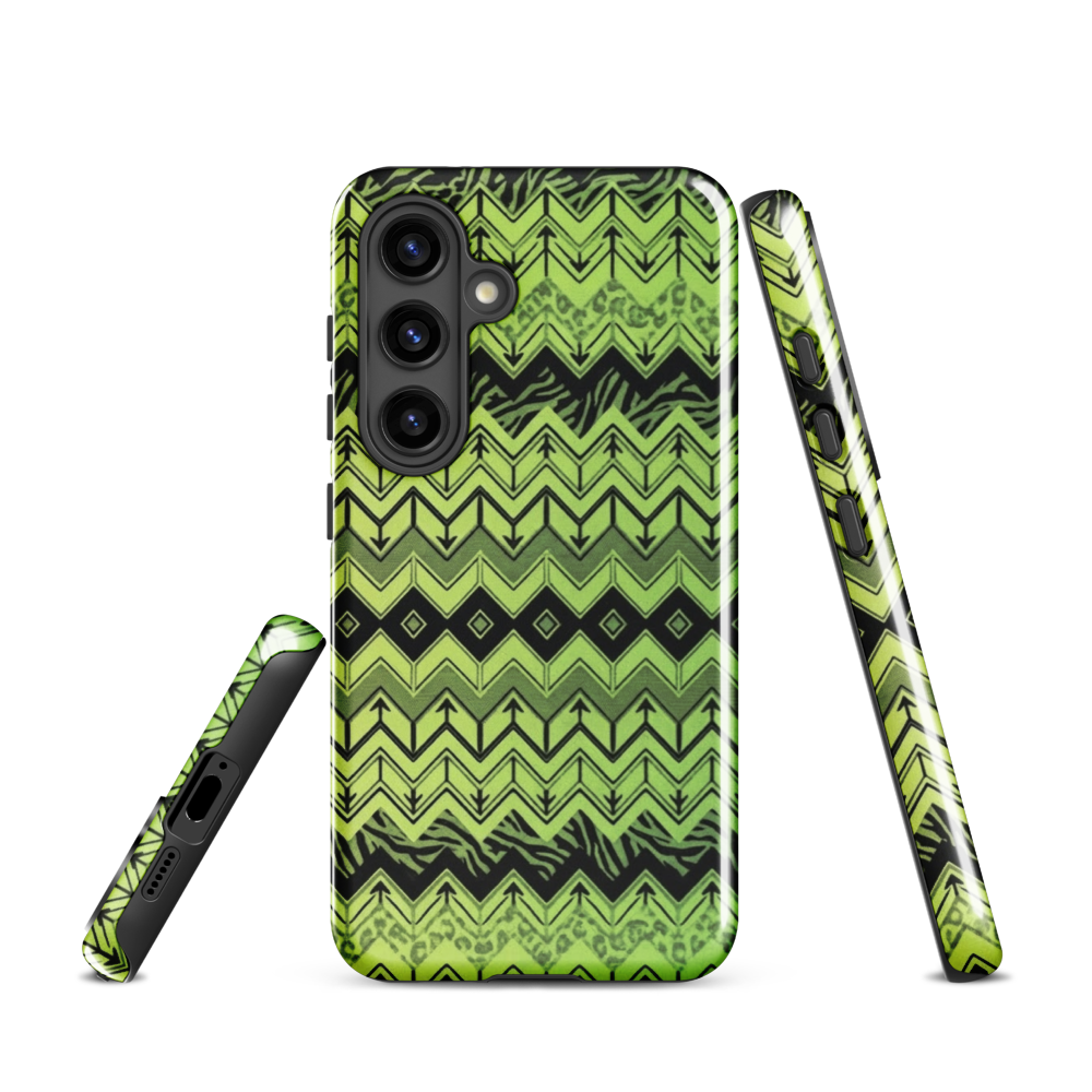 Lime Green Zebra & Leopard Print Chevron Tough Case for Samsung