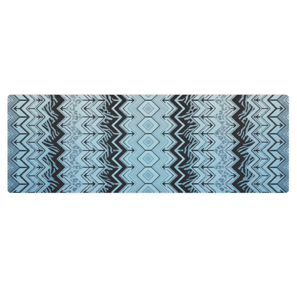 Blue Chevron Zebra & Leopard Print Pilates Yoga Mat