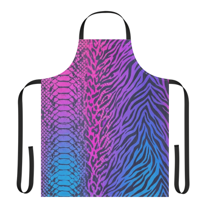 Pink & Blue Vibrant Snake Skin Zebra & Leopard Print Strap Apron