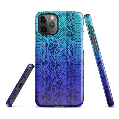 Vibrant Blue Snake Skin & Leopard Print Snap Case for iPhone