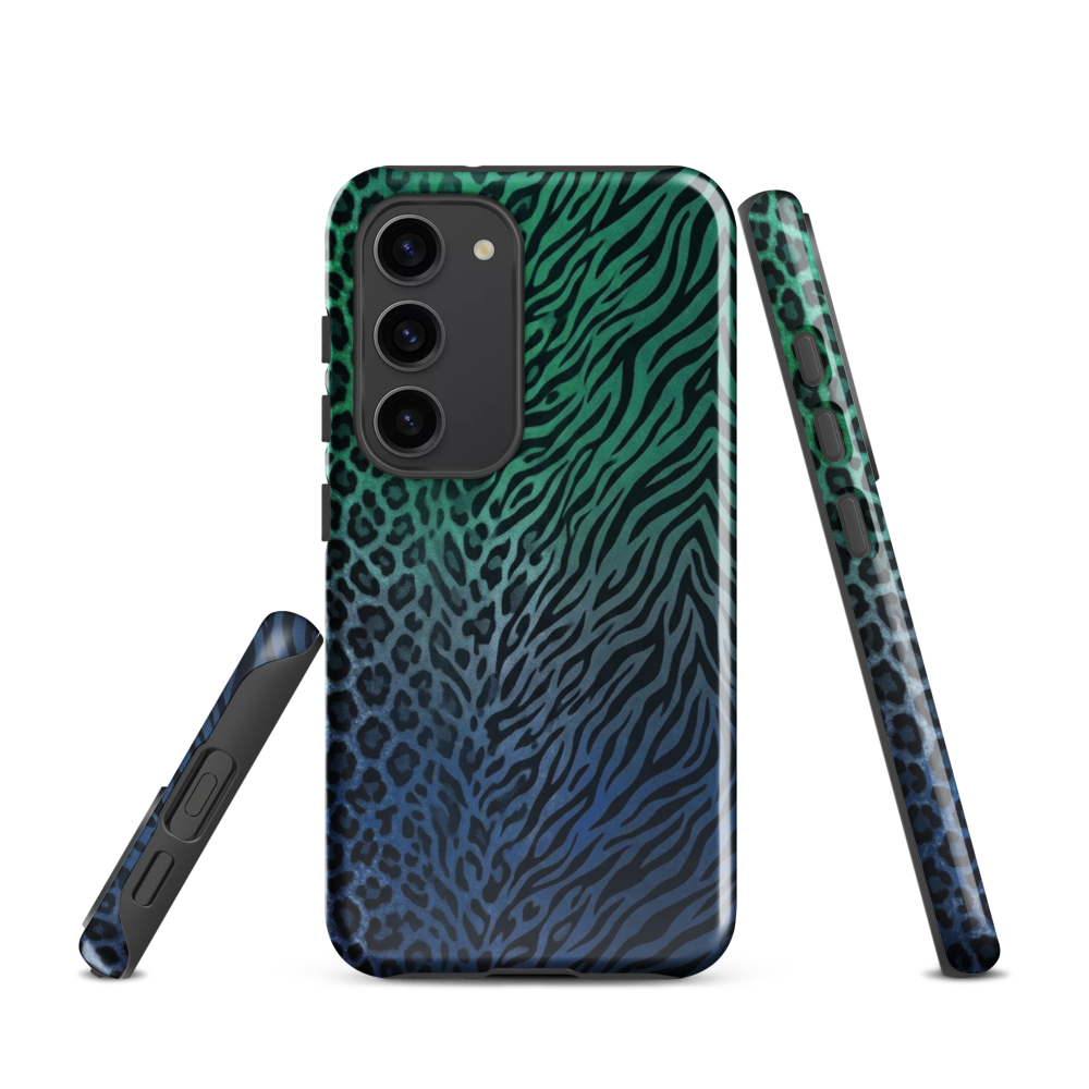 Blue to Teal Zebra & Leopard Print Tough Case for Samsung