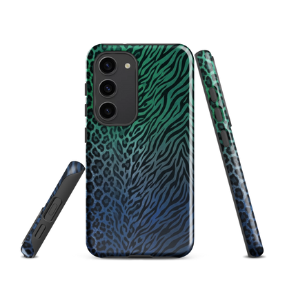 Blue to Teal Zebra & Leopard Print Tough Case for Samsung