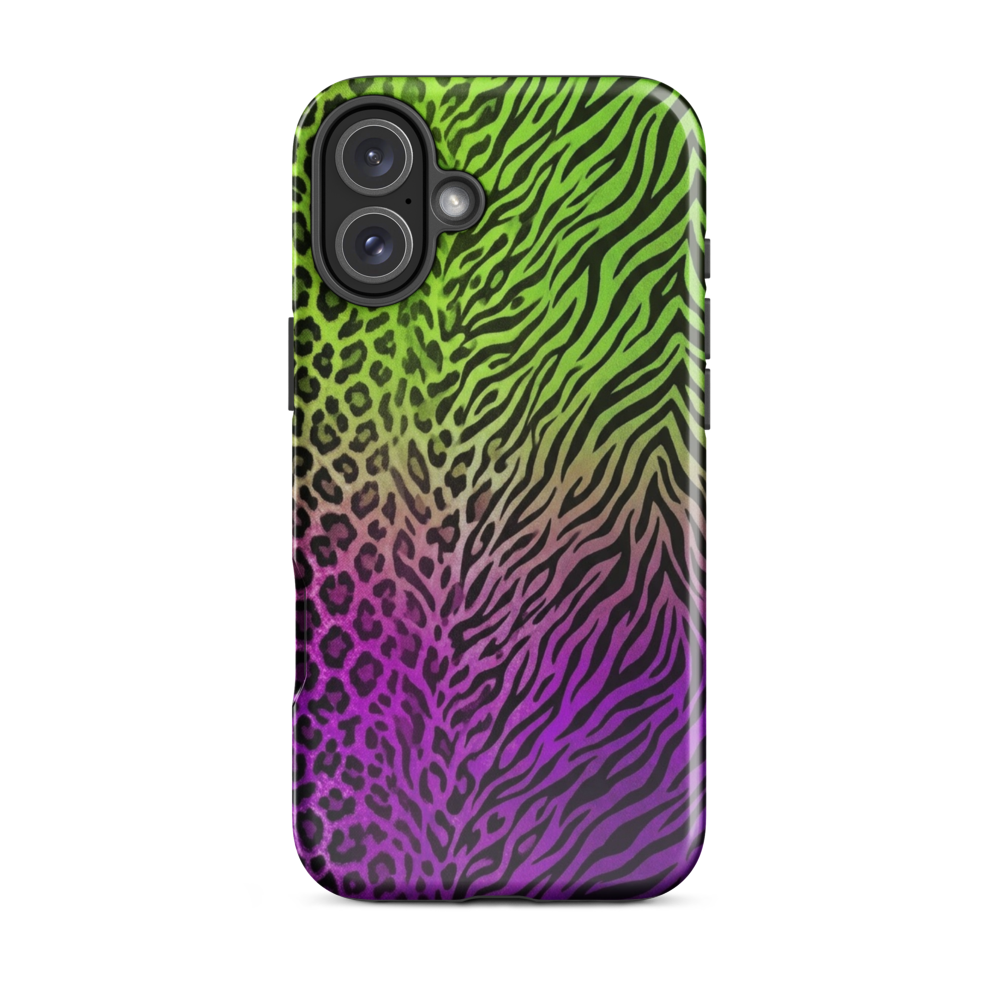 Neon Green & Purple Zebra & Leopard Print Tough Case for iPhone®
